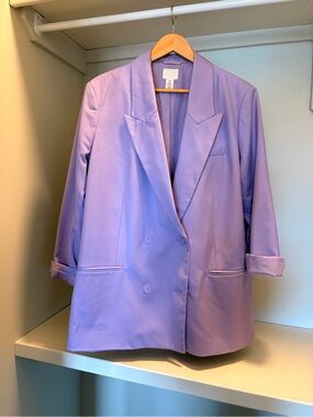 H&M Lilac Double-Breasted Blazer Jacket